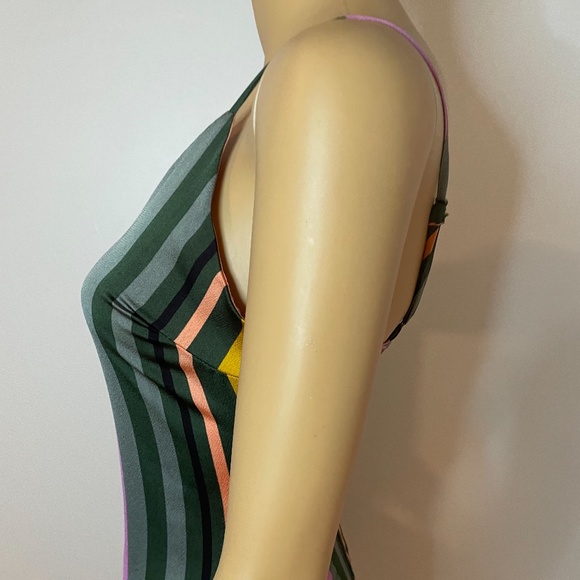 Midi ruffled striped spaghetti strap sheath flare! - Picture 8 of 12